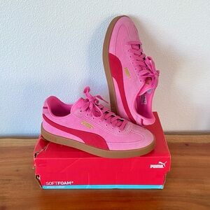 Puma Club II Era Sneaker suede pink red lace up shoe womens 8.5 Valentine’s Day